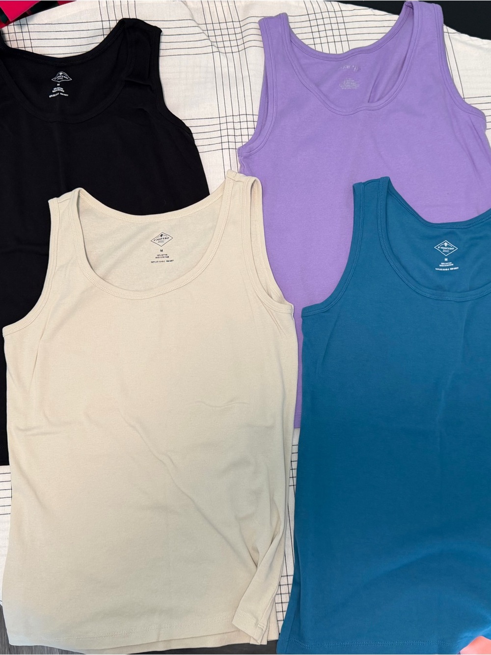 St. John’s Bay Women’s Tank Tops Medium 100% Cotton Lot of 4 Solid Colors